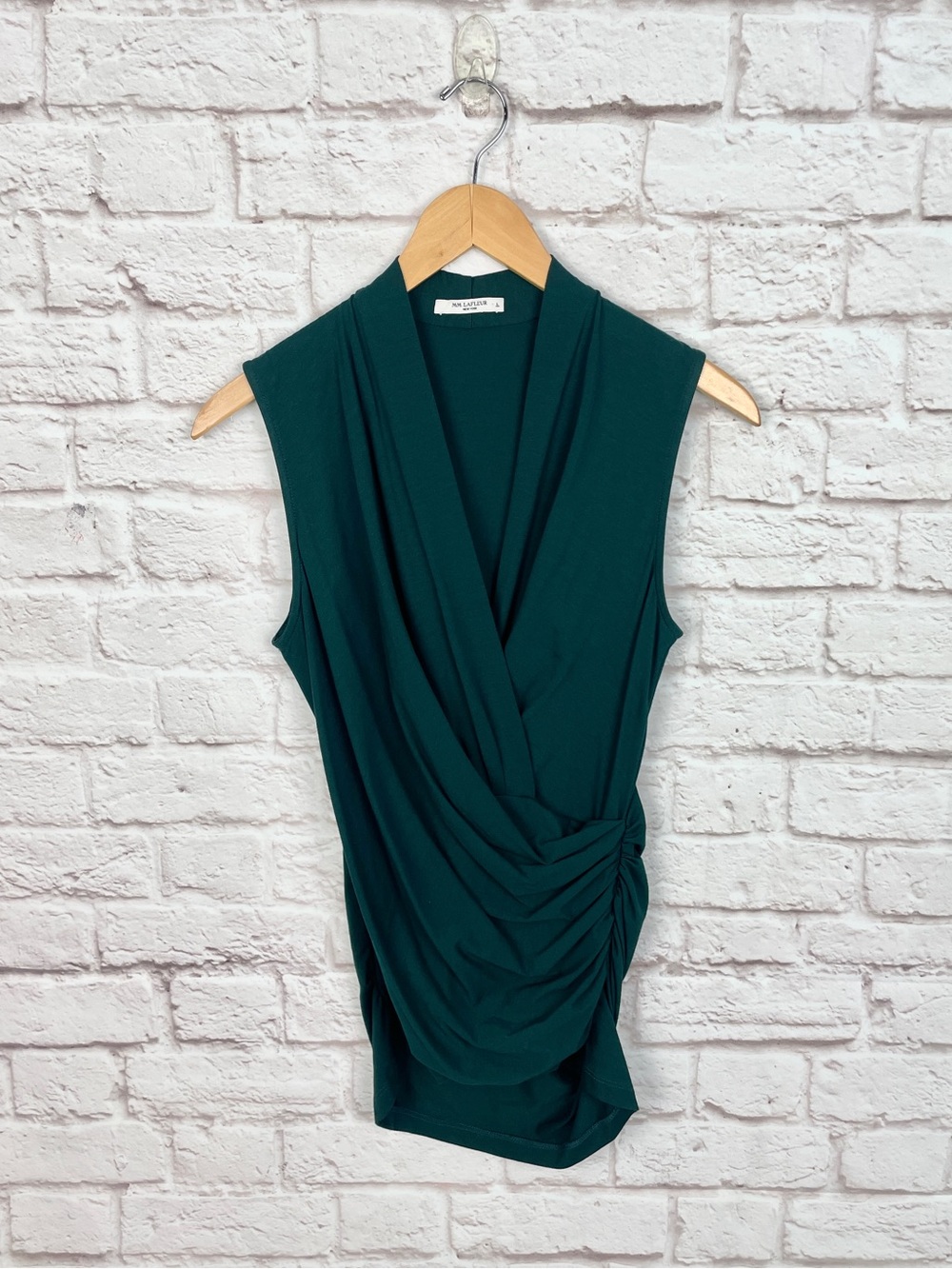 MM. Lafleur Green Blixen Draped Blouse Size Large